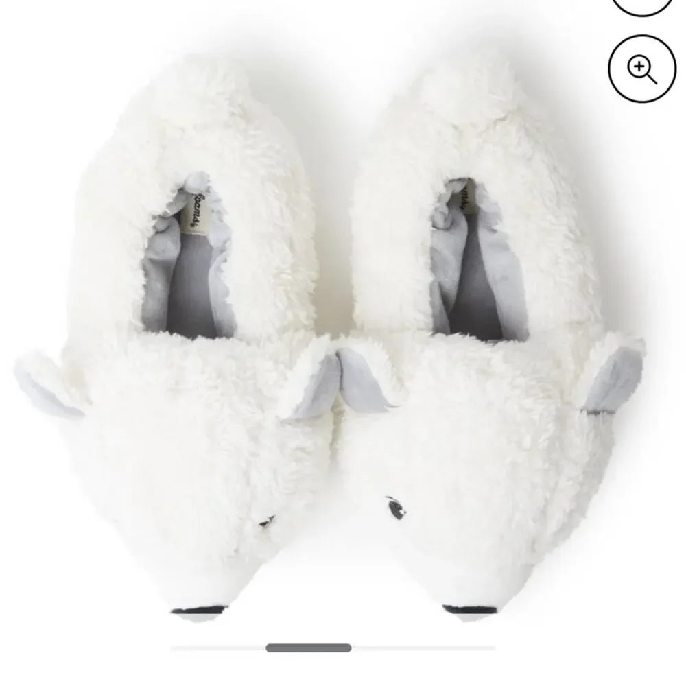 NWT Dearfoams Polar Bear Slippers Size 4-5 Hard Soles Christmas Plush 3D Animal